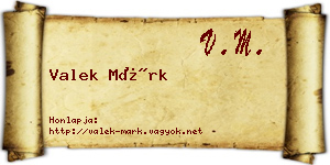 Valek Márk névjegykártya