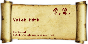 Valek Márk névjegykártya